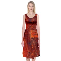 Swirly Love In Deep Red Midi Sleeveless Dress by designworld65