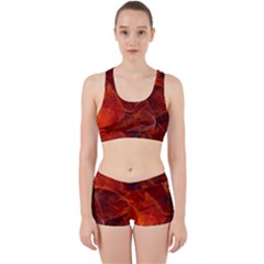 Swirly Love In Deep Red Work It Out Sports Bra Set