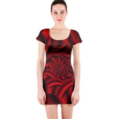 Metallic Red Rose Short Sleeve Bodycon Dress by designworld65