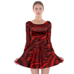 Metallic Red Rose Long Sleeve Skater Dress by designworld65