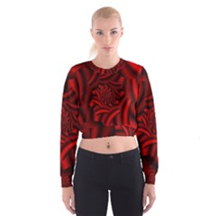 Metallic Red Rose Cropped Sweatshirt