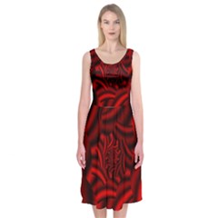 Metallic Red Rose Midi Sleeveless Dress by designworld65