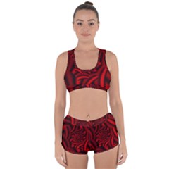 Metallic Red Rose Racerback Boyleg Bikini Set