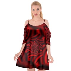 Metallic Red Rose Cutout Spaghetti Strap Chiffon Dress by designworld65