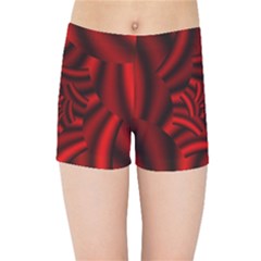 Metallic Red Rose Kids Sports Shorts