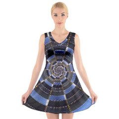 Midnight Crazy Dart V-neck Sleeveless Skater Dress by designworld65