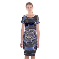 Midnight Crazy Dart Classic Short Sleeve Midi Dress by designworld65