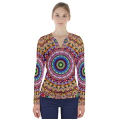 Peaceful Mandala V-neck Long Sleeve Top