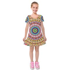 Peaceful Mandala Kids  Short Sleeve Velvet Dress