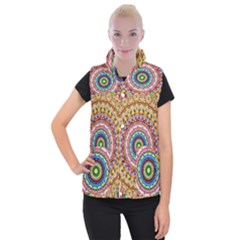 Peaceful Mandala Women s Button Up Puffer Vest