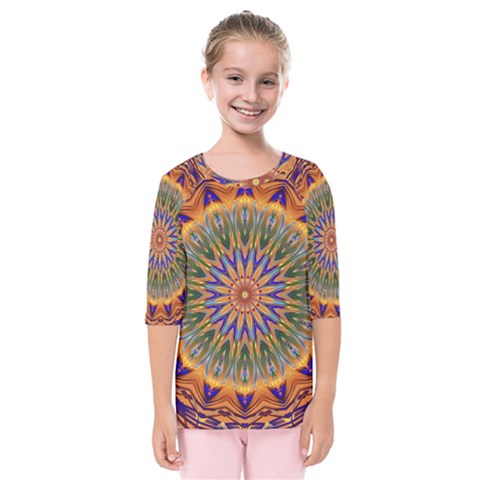 Powerful Mandala Kids  Quarter Sleeve Raglan Tee by designworld65