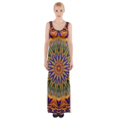 Powerful Mandala Maxi Thigh Split Dress by designworld65