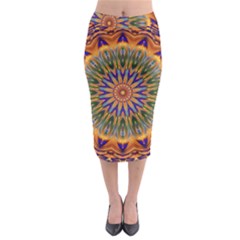 Powerful Mandala Midi Pencil Skirt