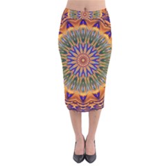 Powerful Mandala Velvet Midi Pencil Skirt