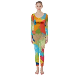 Summer Feeling Splash Long Sleeve Catsuit by designworld65