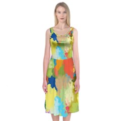 Summer Feeling Splash Midi Sleeveless Dress by designworld65