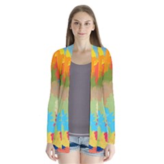 Summer Feeling Splash Drape Collar Cardigan by designworld65