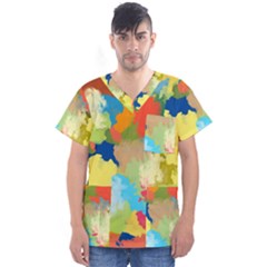 Summer Feeling Splash Men s V-neck Scrub Top