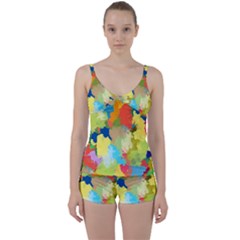 Summer Feeling Splash Tie Front Two Piece Tankini