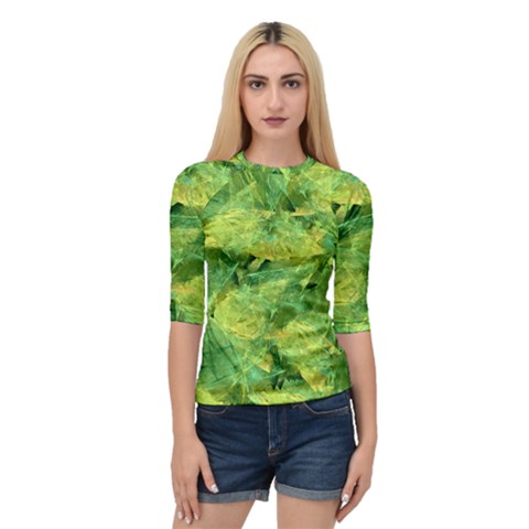 Green Springtime Leafs Quarter Sleeve Raglan Tee by designworld65