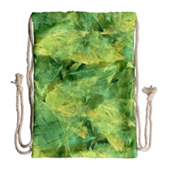 Green Springtime Leafs Drawstring Bag (large) by designworld65