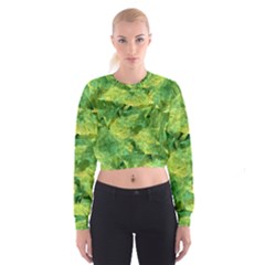 Green Springtime Leafs Cropped Sweatshirt