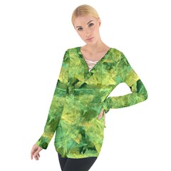 Green Springtime Leafs Tie Up Tee by designworld65