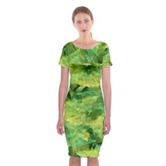 Green Springtime Leafs Classic Short Sleeve Midi Dress by designworld65