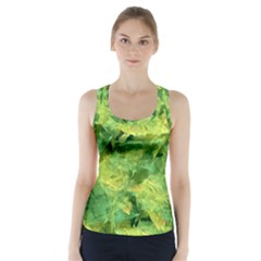 Green Springtime Leafs Racer Back Sports Top by designworld65