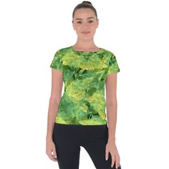 Green Springtime Leafs Short Sleeve Sports Top 