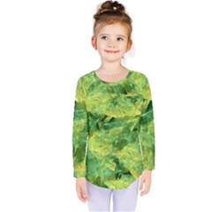 Green Springtime Leafs Kids  Long Sleeve Tee