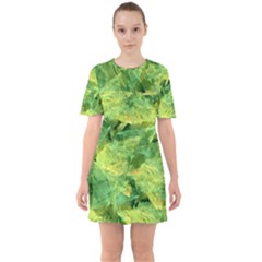 Green Springtime Leafs Mini Dress