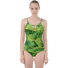 Green Springtime Leafs Cut Out Top Tankini Set