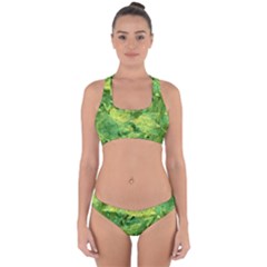 Green Springtime Leafs Cross Back Hipster Bikini Set