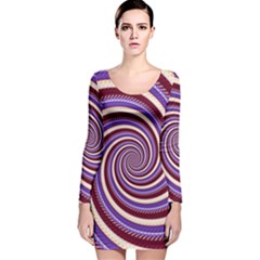 Woven Spiral Long Sleeve Velvet Bodycon Dress