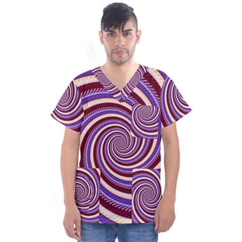 Woven Spiral Men s V-neck Scrub Top by designworld65