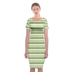 Spring Stripes Classic Short Sleeve Midi Dress by designworld65