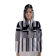 Black And White Endless Window Hooded Wind Breaker (women)