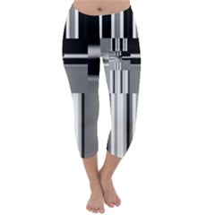 Black And White Endless Window Capri Winter Leggings 