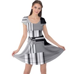 Black And White Endless Window Cap Sleeve Dress by designworld65