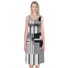 Black And White Endless Window Midi Sleeveless Dress by designworld65