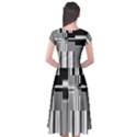 Black And White Endless Window Cap Sleeve Wrap Front Dress View2