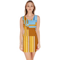 Endless Window Blue Gold Bodycon Dress by designworld65