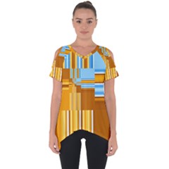 Endless Window Blue Gold Cut Out Side Drop Tee