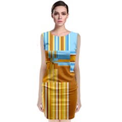 Endless Window Blue Gold Sleeveless Velvet Midi Dress by designworld65