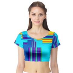 Colorful Endless Window Short Sleeve Crop Top (tight Fit) by designworld65