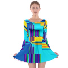 Colorful Endless Window Long Sleeve Skater Dress