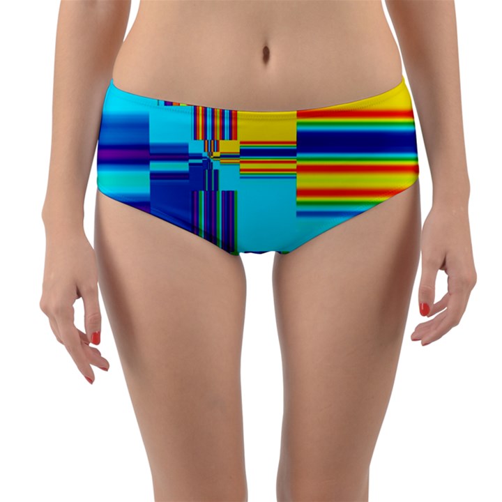 Colorful Endless Window Reversible Mid-Waist Bikini Bottoms