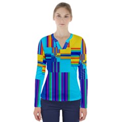 Colorful Endless Window V-neck Long Sleeve Top