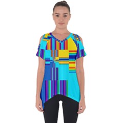 Colorful Endless Window Cut Out Side Drop Tee